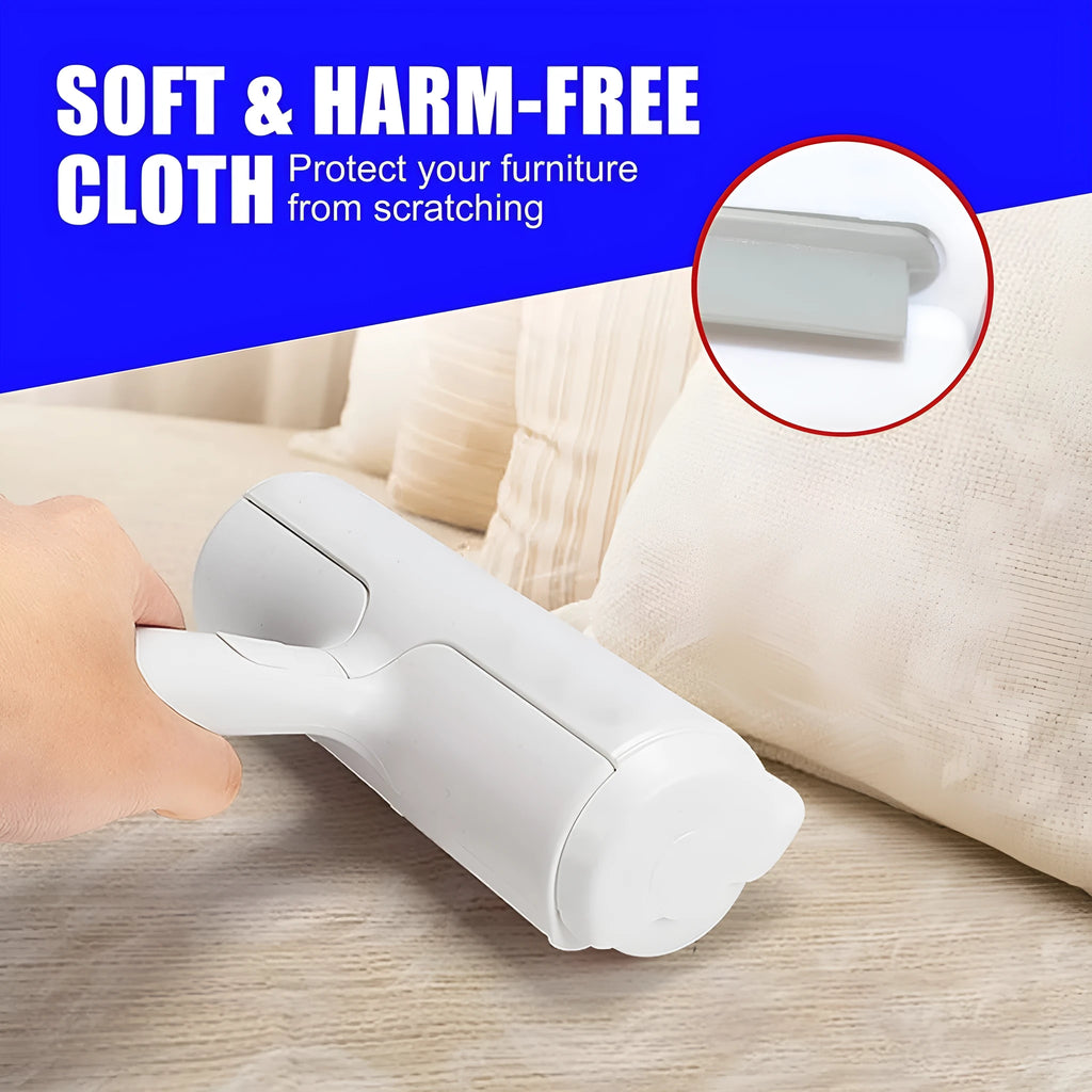 White plastic pet hair picker roller for removing dog and cat fur from fabrics
