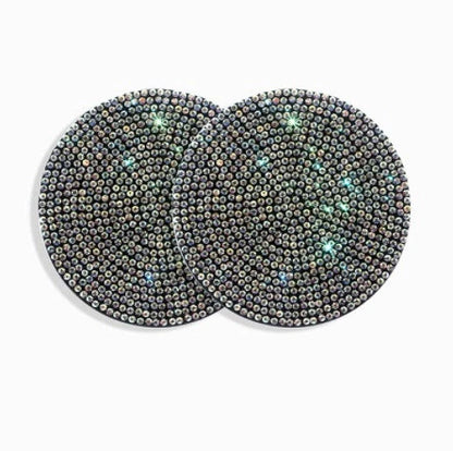Bling car coasters with crystal rhinestones for cup holders, available in multiple colours