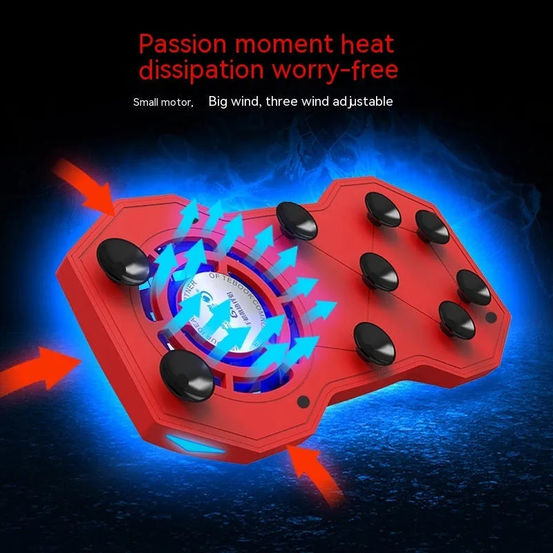 Portable cooling phone heat sink fan red colour 146mm with USB cable on white background