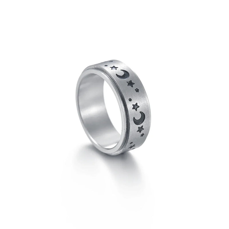 Stylish Star & Moon Titanium Steel Rings