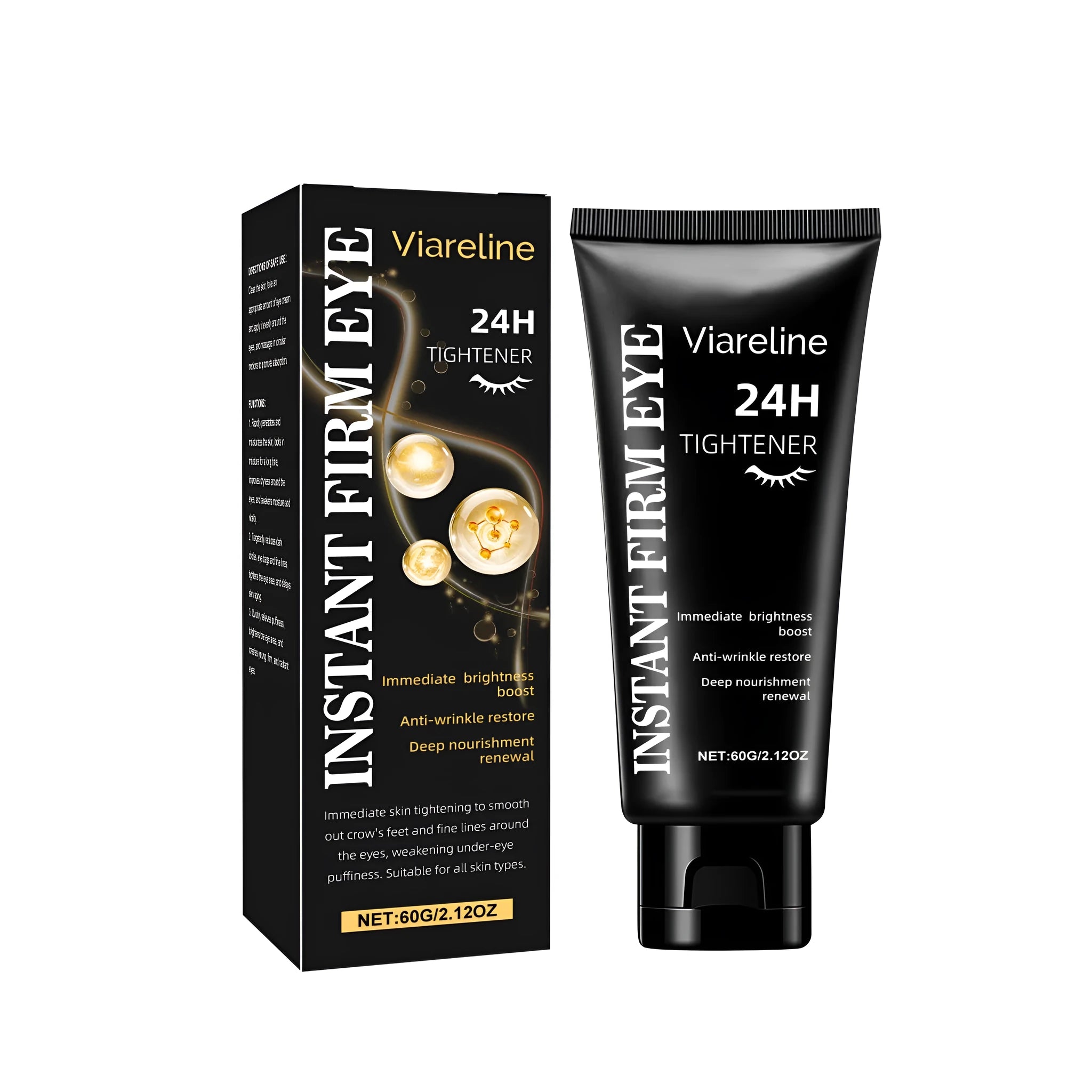 60g anti-wrinkle eye cream tube with hyaluronic acid and collagen for eye area treatment