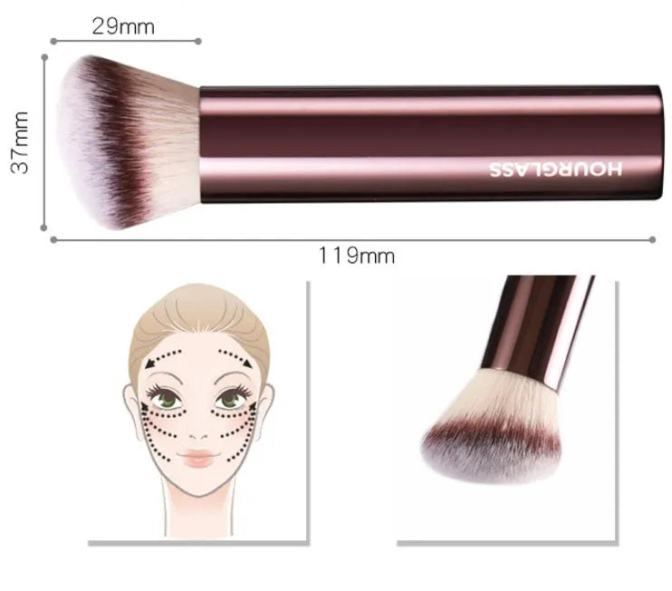 Inclined flat head foundation brush with man-made fibre bristles and steel handle, 119mm total length