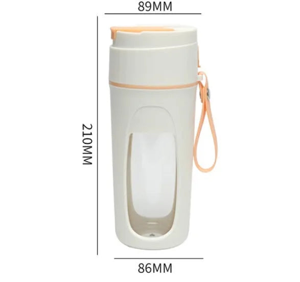 Fresh Orange portable USB blender with borosilicate glass cup on a table