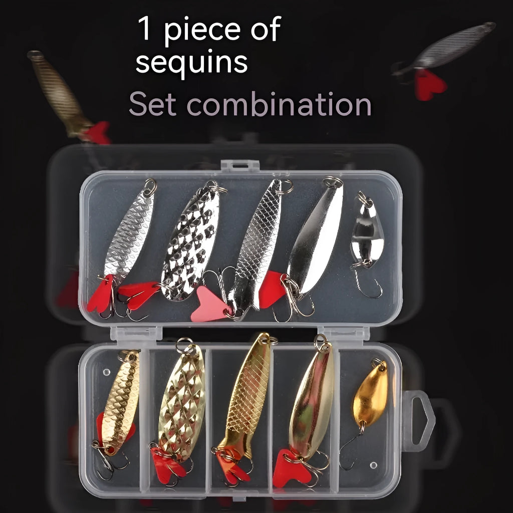 Fishing lure with metal sequins and pineapple sequin box packaging