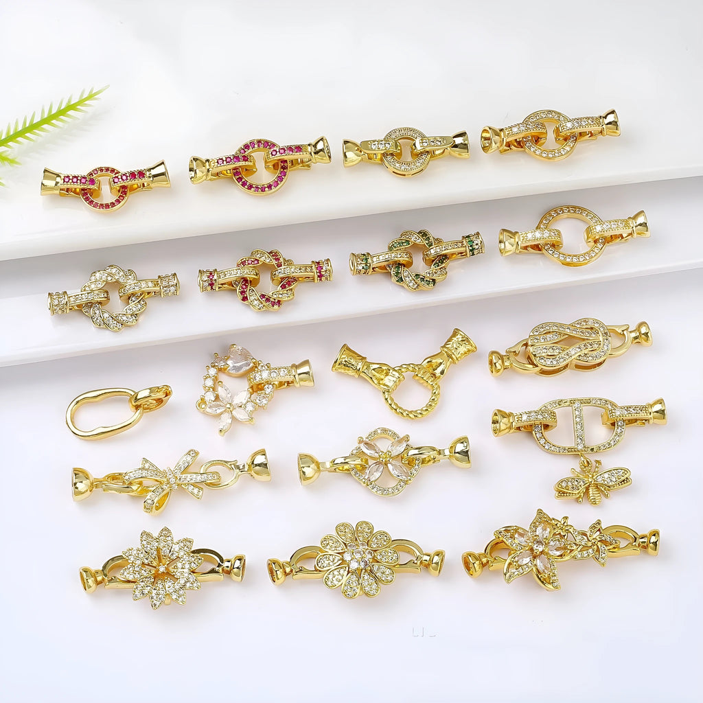 Small gold-plated necklace clasp for DIY jewellery making with electroplated finish
