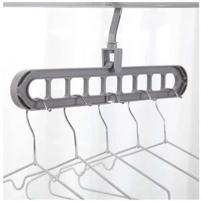 9-hole clothes hanger organizer in white, green, gray, and pink options
