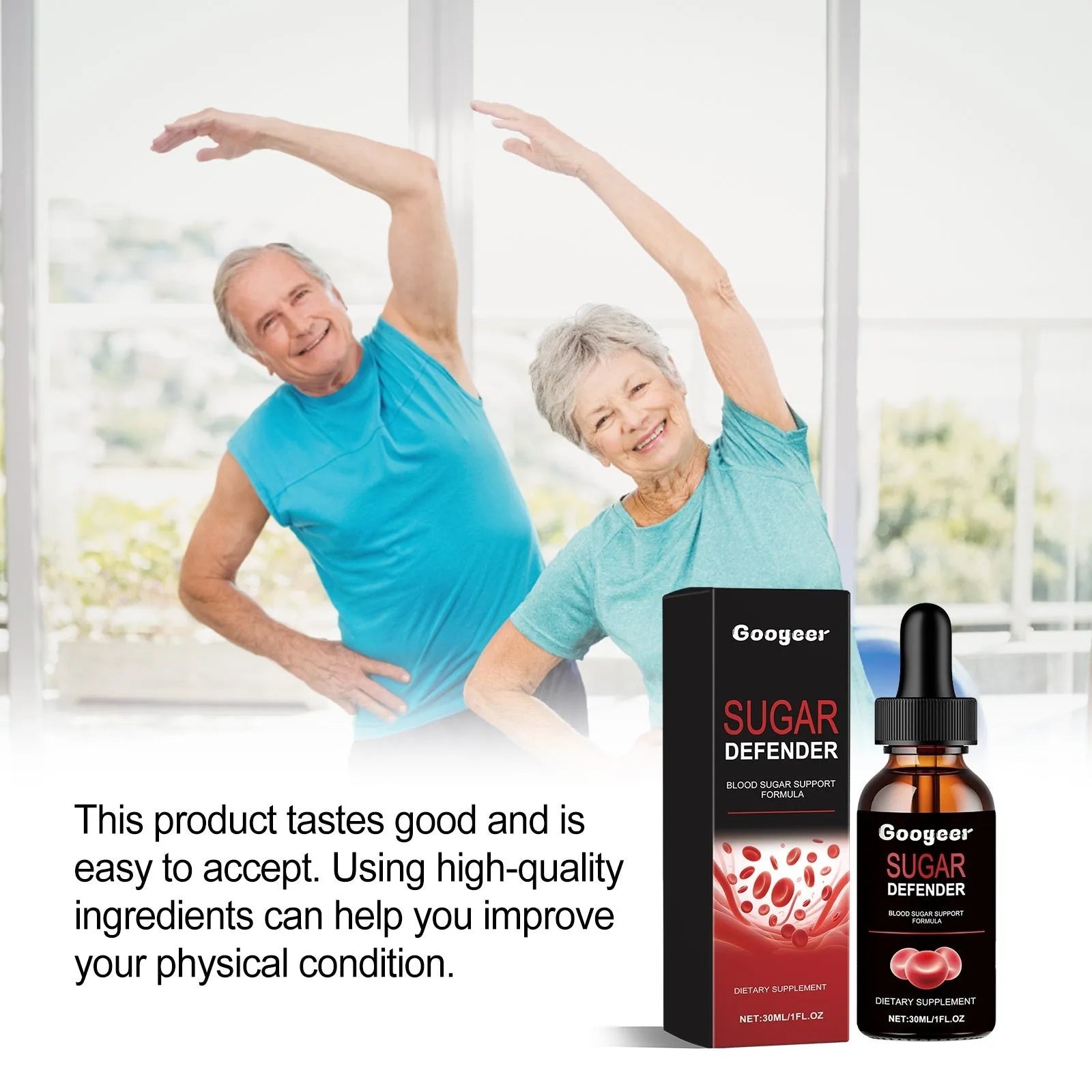Googeer Body Care Drops liquid supplement in a 30ml bottle with dropper.