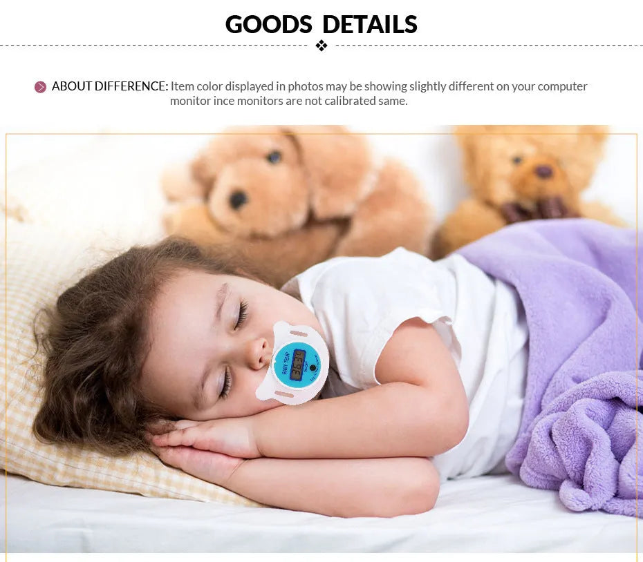 Blue baby pacifier digital thermometer with LCD display for infant temperature measurement