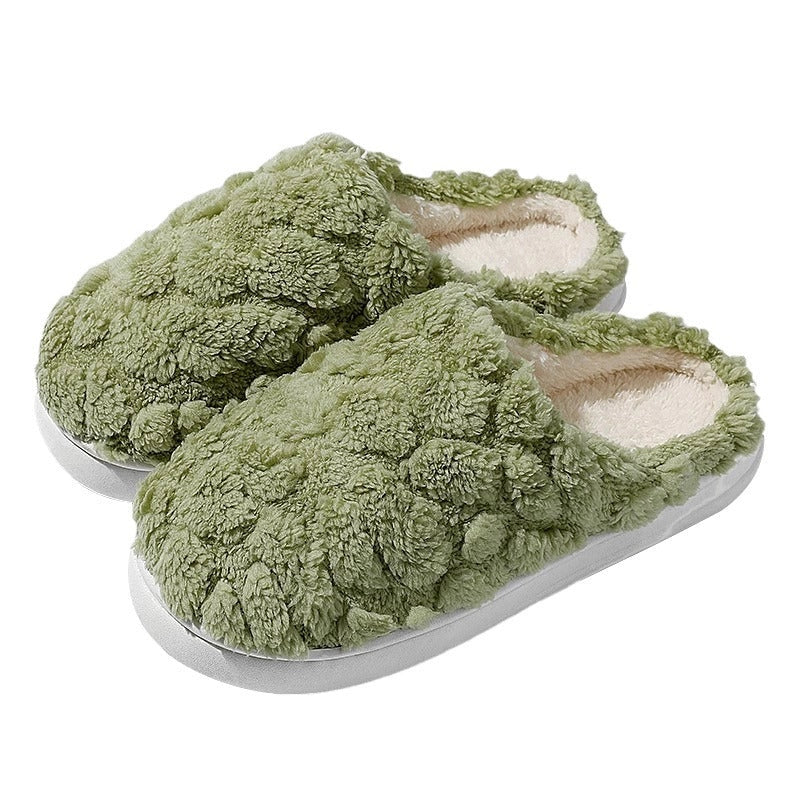 Unisex Cartoon Winter Plush Slippers with Anti-Skid Soft Soled Cotton Shoes in various colours
