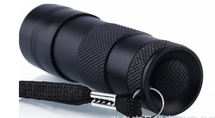 Black UV LED flashlight for counterfeit currency and document authentication