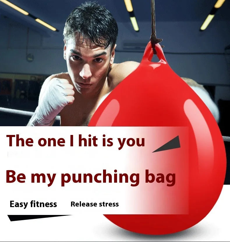 Red PVC water filled boxing reaction ball target with hook rope for hanging during training