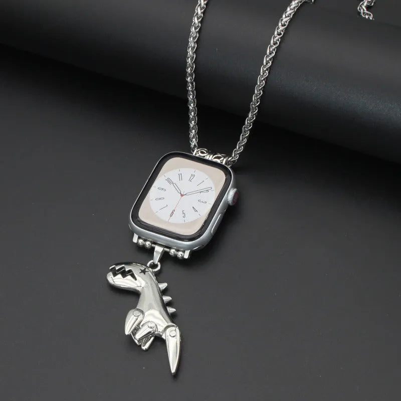 Watch necklace feather hanging strap replacement band for Apple Watch 38mm to 49mm multiple colour options Dinosaur Double C