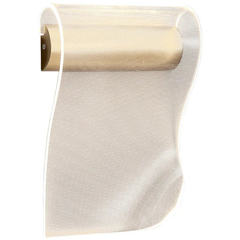 Modern wall lamp with white acrylic shade and bendable iron arm in left and right configuration options.