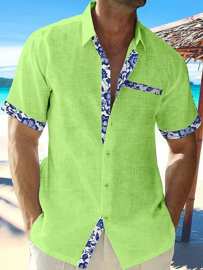 Men's casual button-down shirts in a variety of vibrant summer colors, perfect for vacation and everyday wear