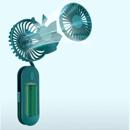 Rechargeable handheld fan with adjustable neck strap and silent operation