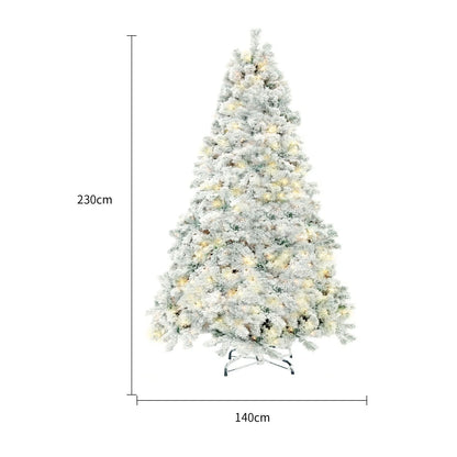 PVC artificial snow Christmas tree with metal stand, green and white colour scheme