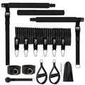 Yoga gymnastic bar with 180-pound reinforced resistance band pull rope set in black and pink TPE material