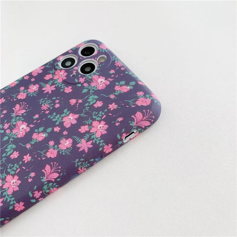 TPU back cover phone case with broken flower pattern for iPhone in navy blue
