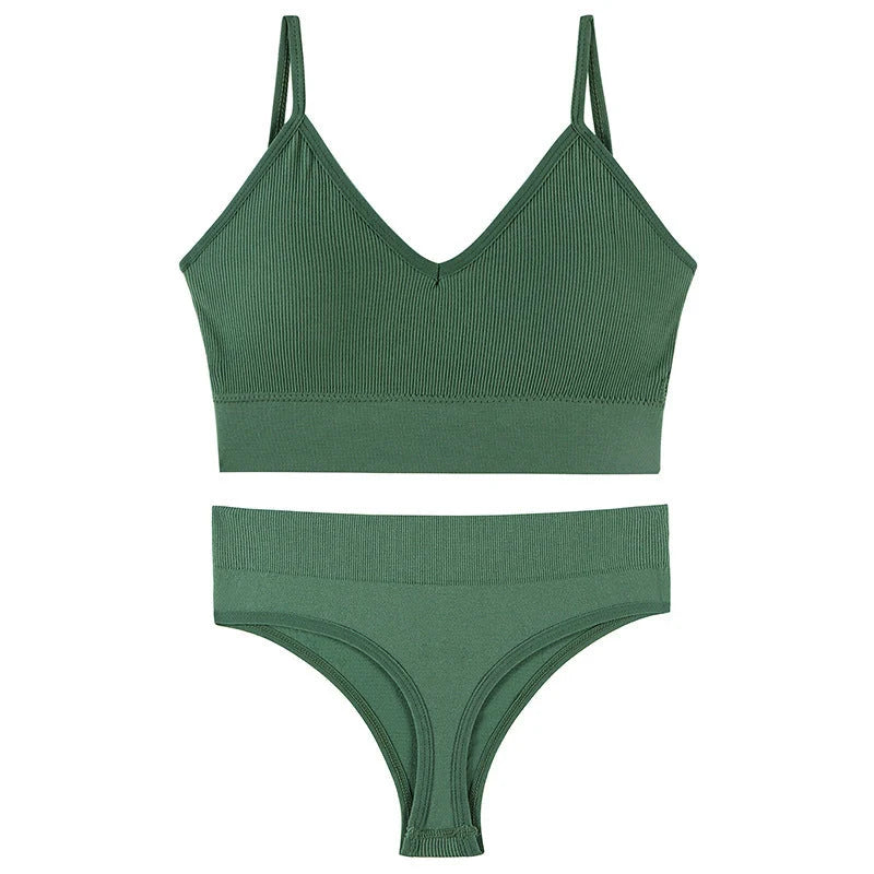 Women's Wireless Push-up Bra Set with French Triangle Cup in multiple colours