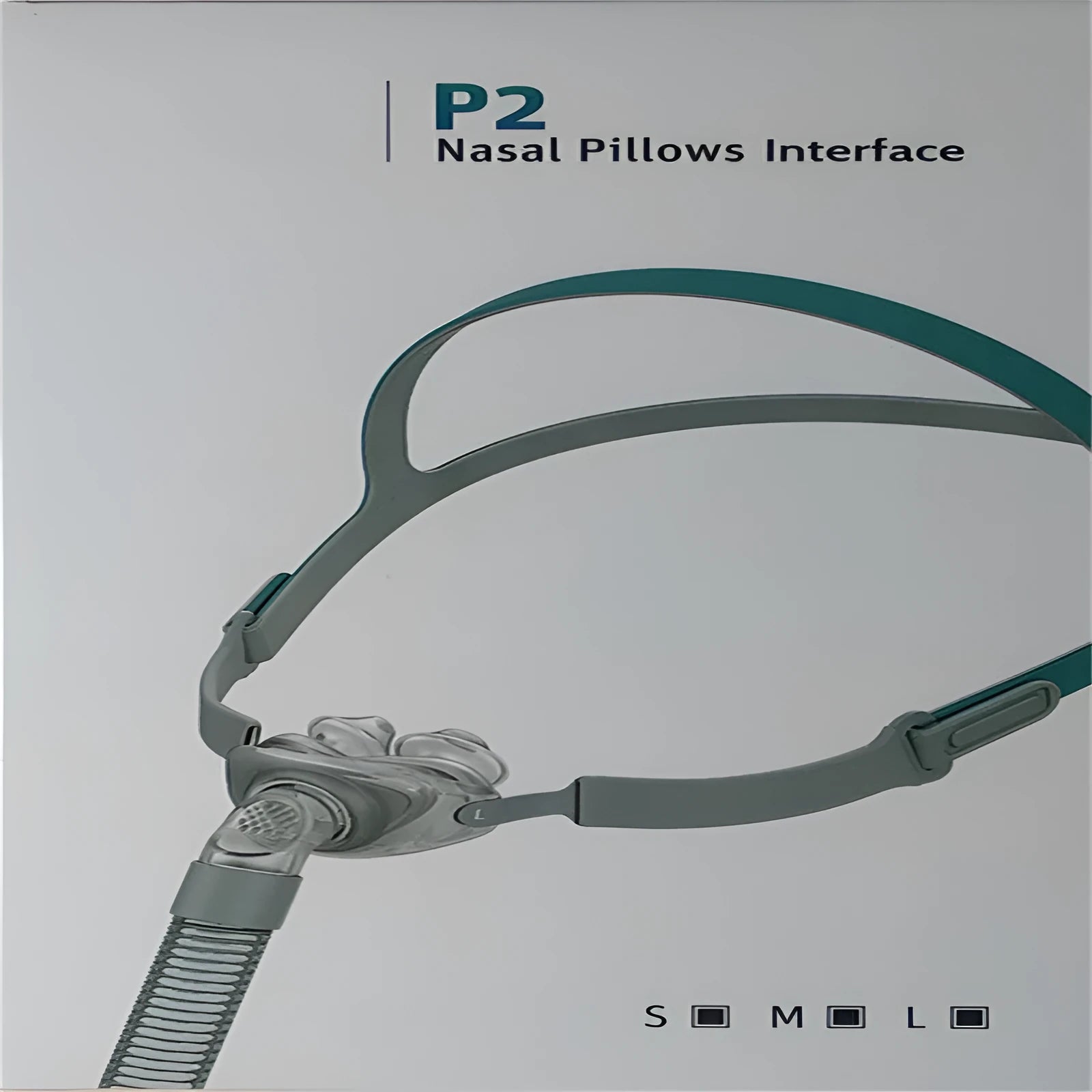 Ventilator nasal pillow mask kit showing silicone cushion, nose pad, and adjustable headband on a white background.
