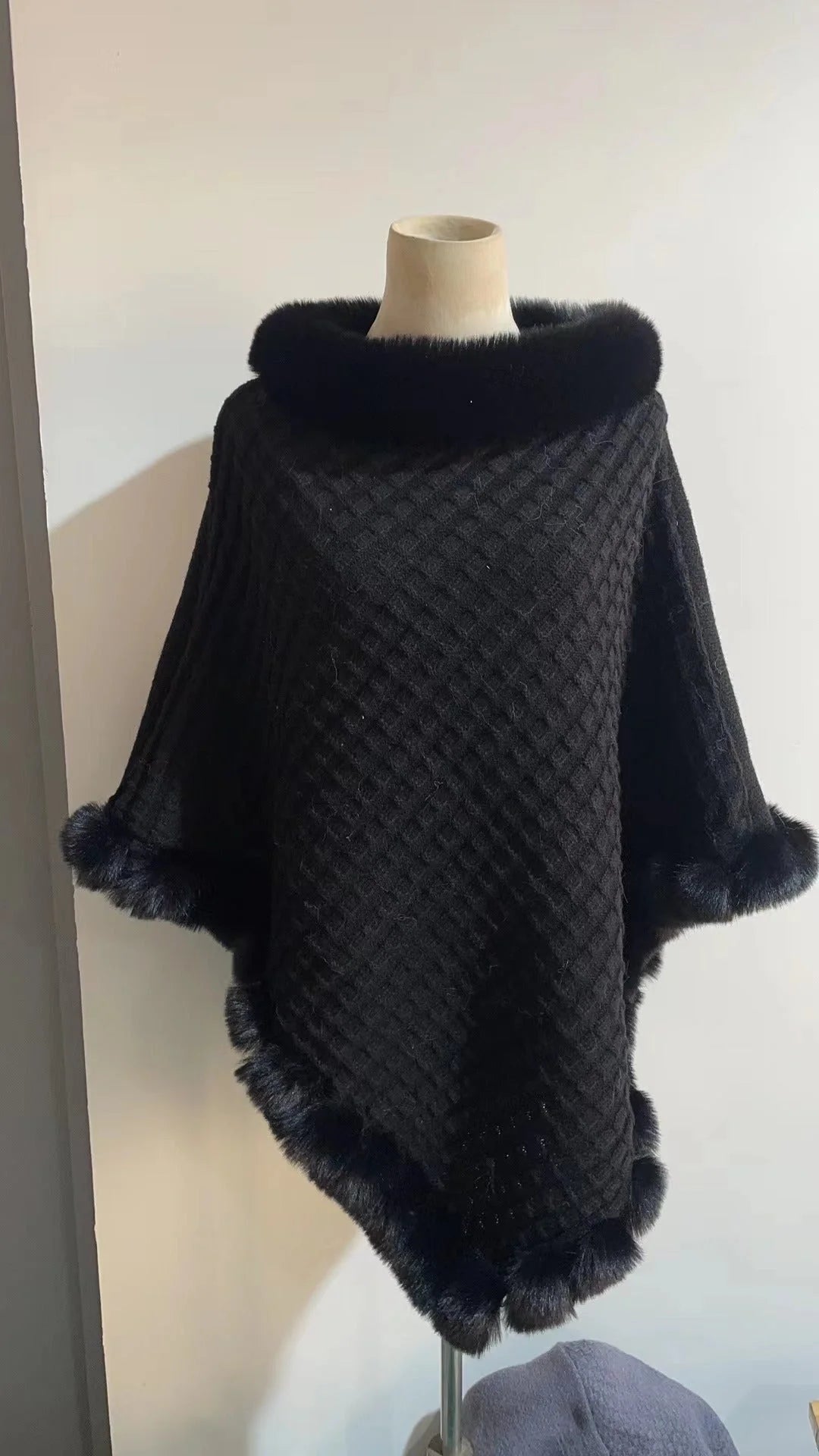 Rex Rabbit Fur Collar Shawl Cape in various colours
