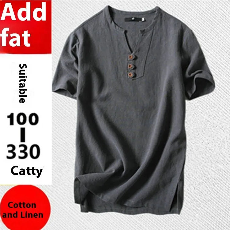 Men's loose cotton t-shirt in apricot colour showing pullover style with short sleeves