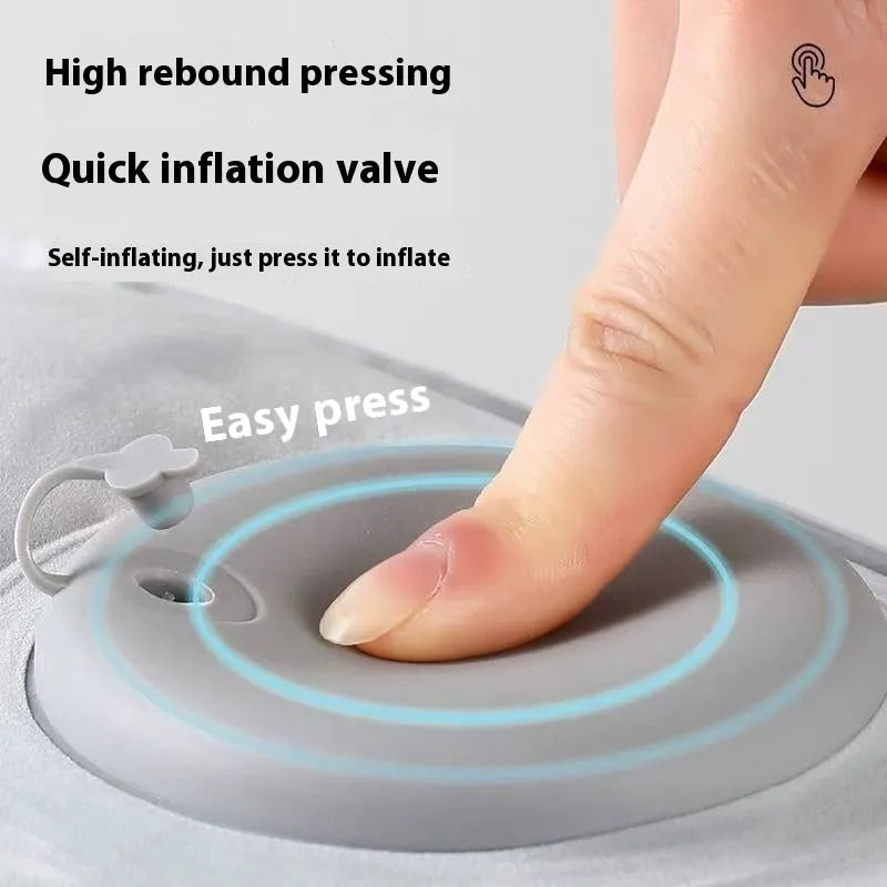 Black inflatable seat cushion with flocked texture shown inflated for use