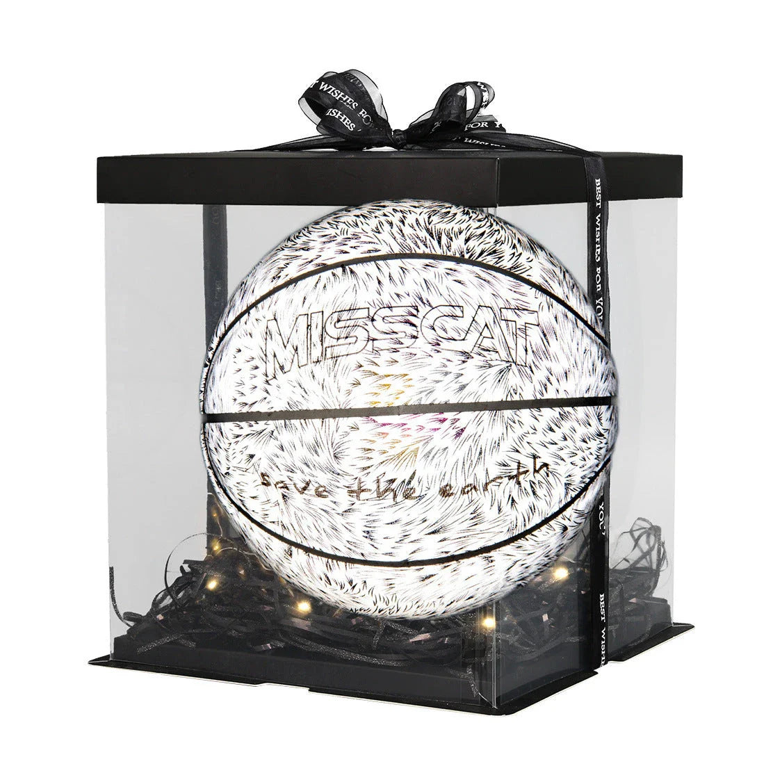 Glowing luminous fluorescent basketball with unique reflective effects for night games