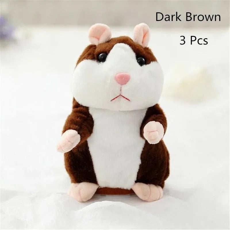 15cm little talking hamster plush toy in light brown colour, repeats what you say