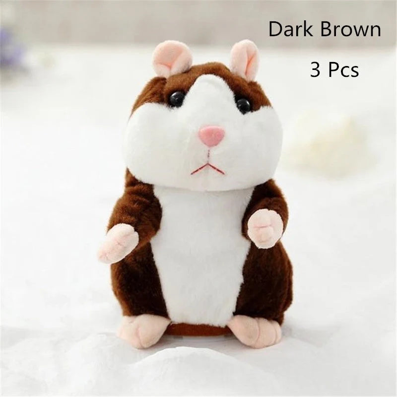 15CM Little Talking Hamster Toy in light brown, dark brown, or grey with voice mimic function