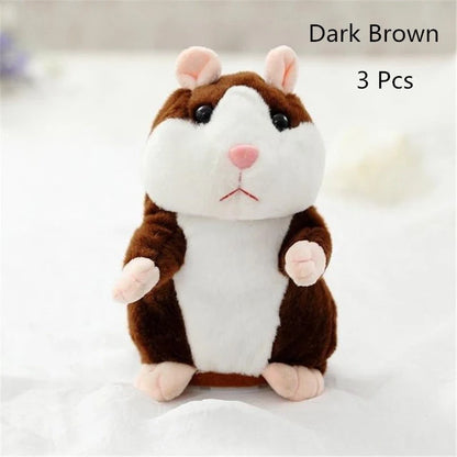 15CM Little Talking Hamster Toy in light brown, dark brown, or grey with voice mimic function