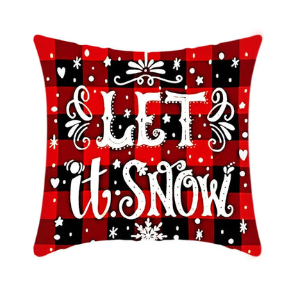 Merry Christmas cushion cover with Elk and Santa Claus design in plush material