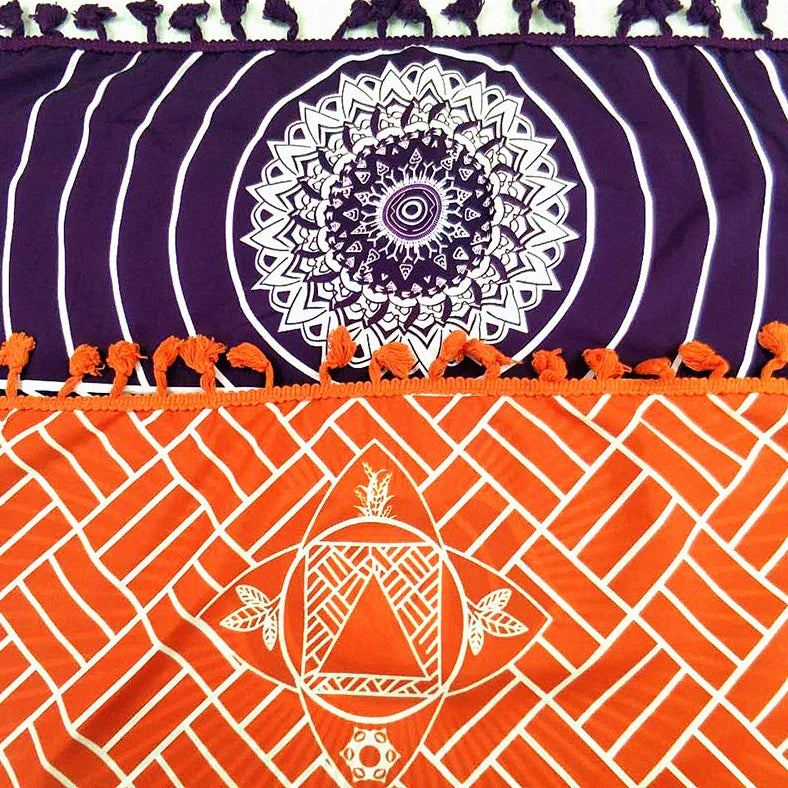 Bohemia India mandala pattern blanket with four-way stretch polyester measuring 150x150cm