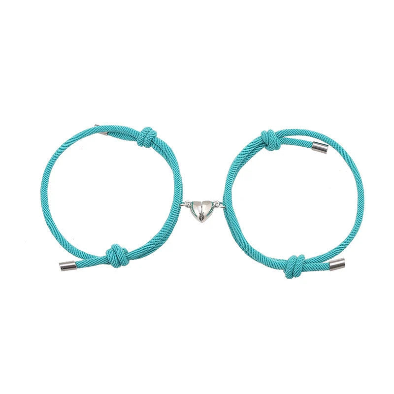 Simple Nylon Love Magnetic Bracelet in various colours, adjustable for 14-26cm wrists