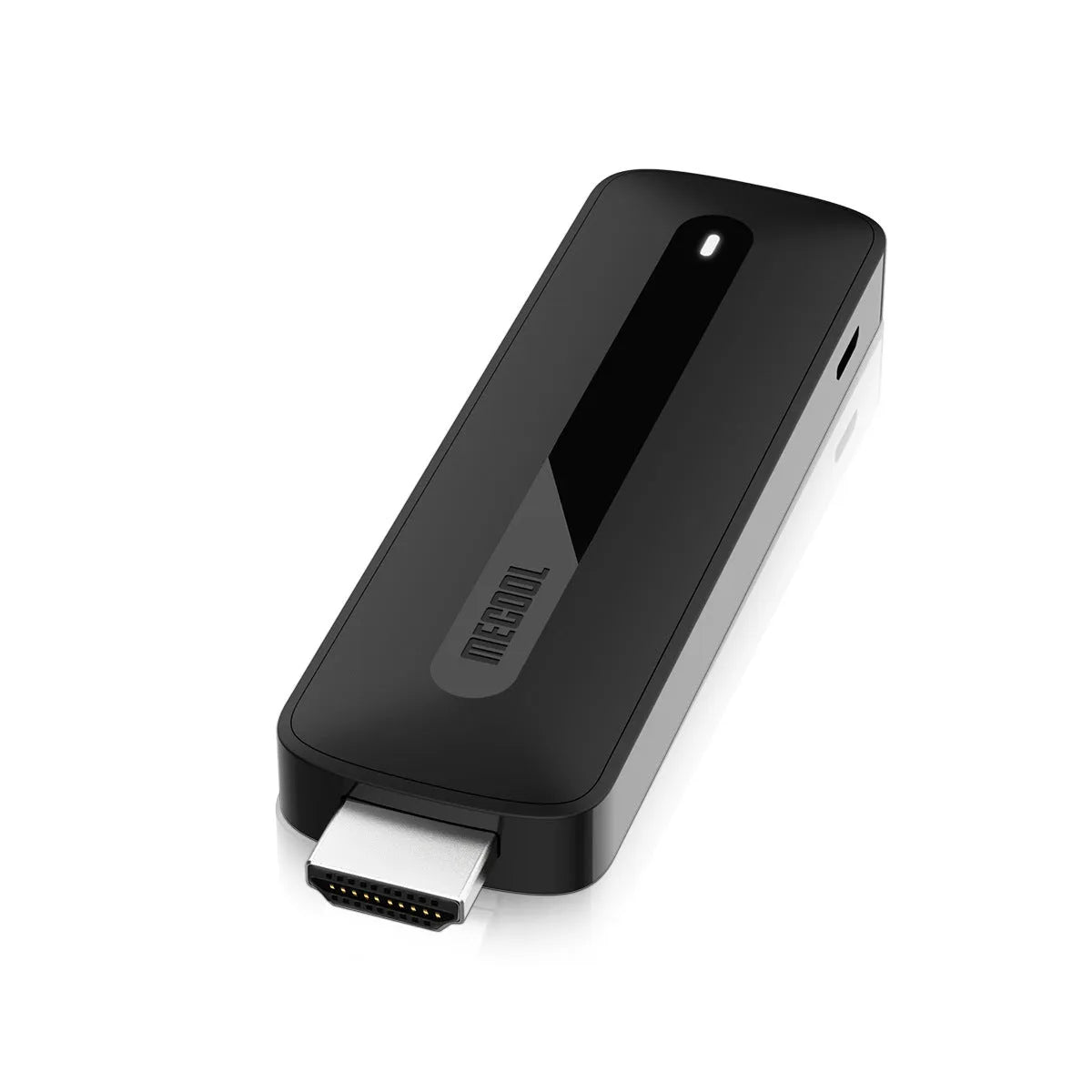 Black 905Y4 ATVKD3 Android TV box with Bluetooth remote and HDMI port on desk
