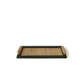 Pine wood dining tray with compartments shown in small and large size options.