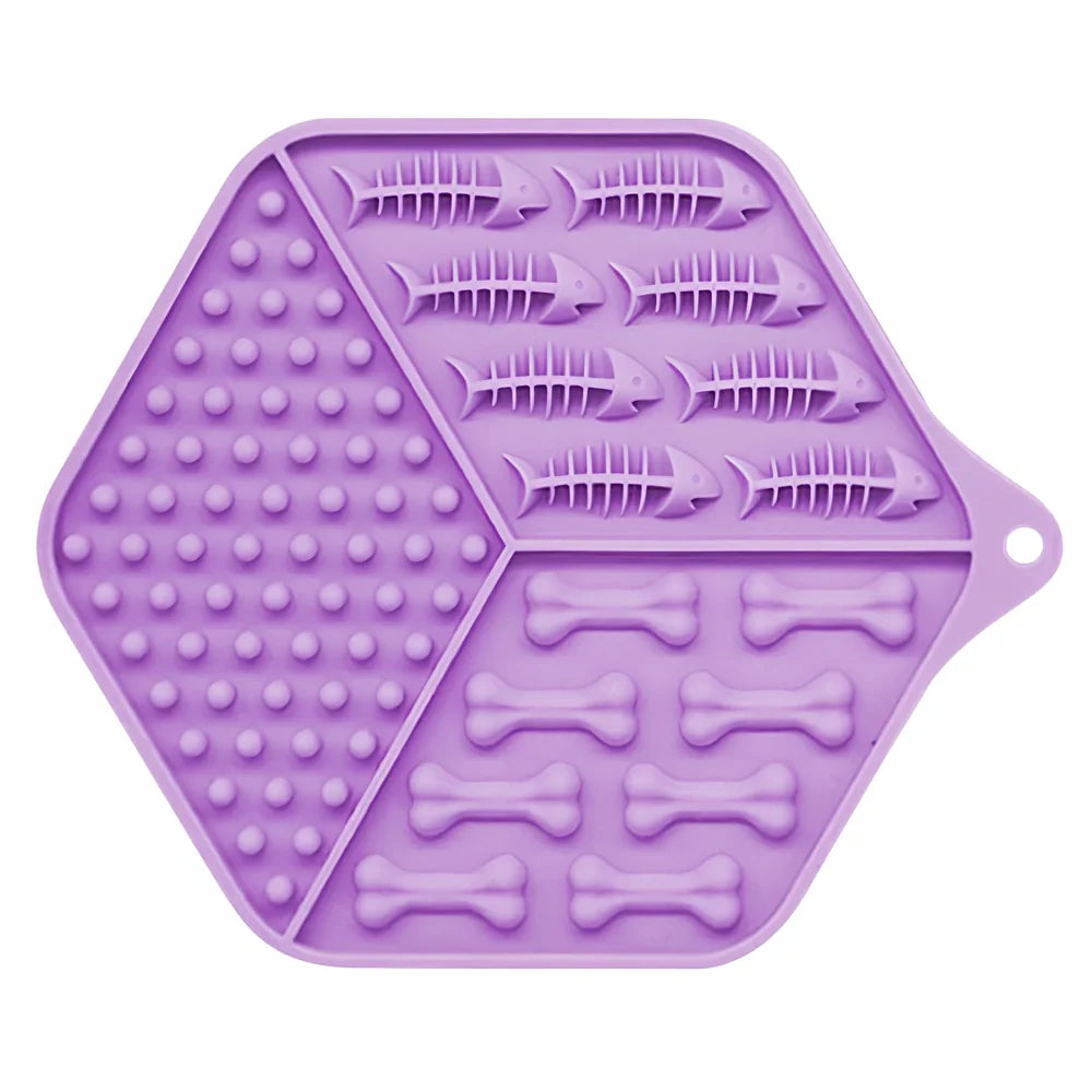 17.5cm blue silicone puppy lick pad with textured surface for slow feeding, temperature resistant -40 to 240°C