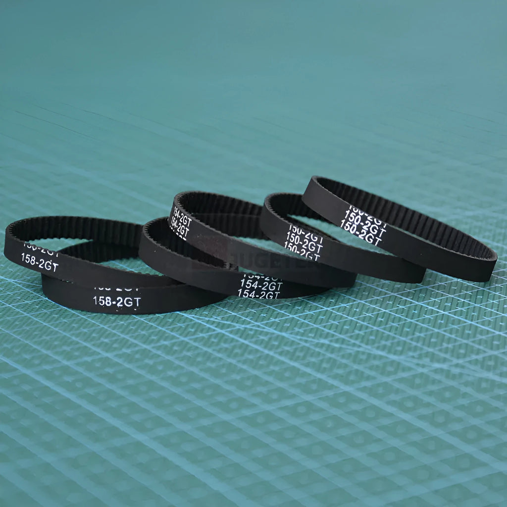 Black rubber closed loop printer timing belt 158mm circumference 6mm width