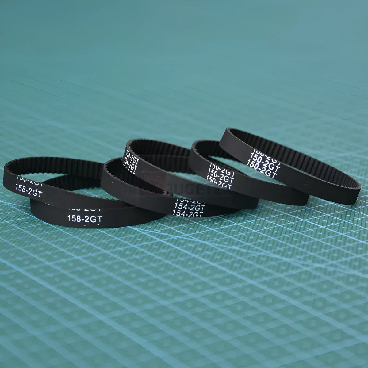 Black rubber closed loop printer timing belt 158mm circumference 6mm width