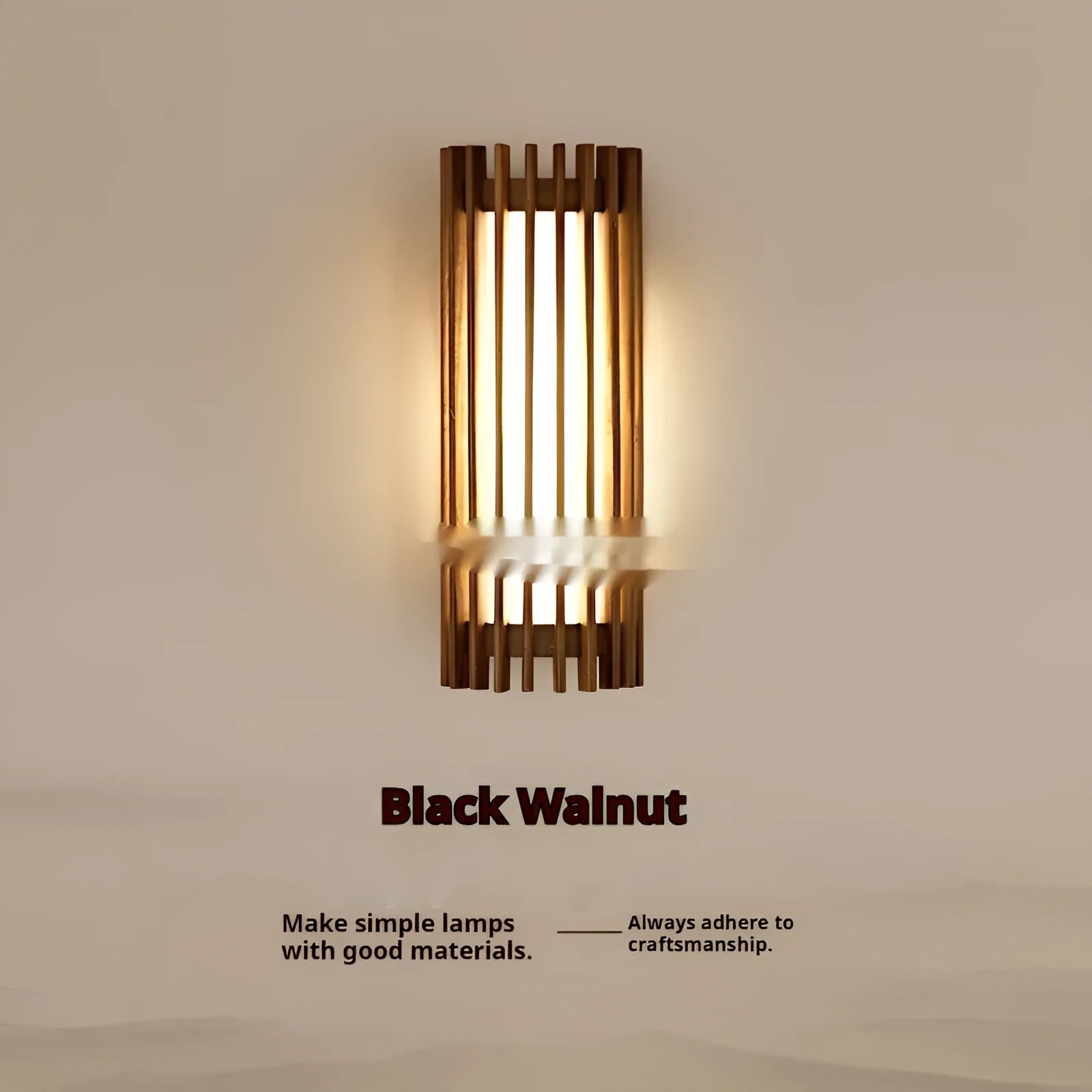 New Chinese style walnut wall lamp with wood art finish in a living room setting