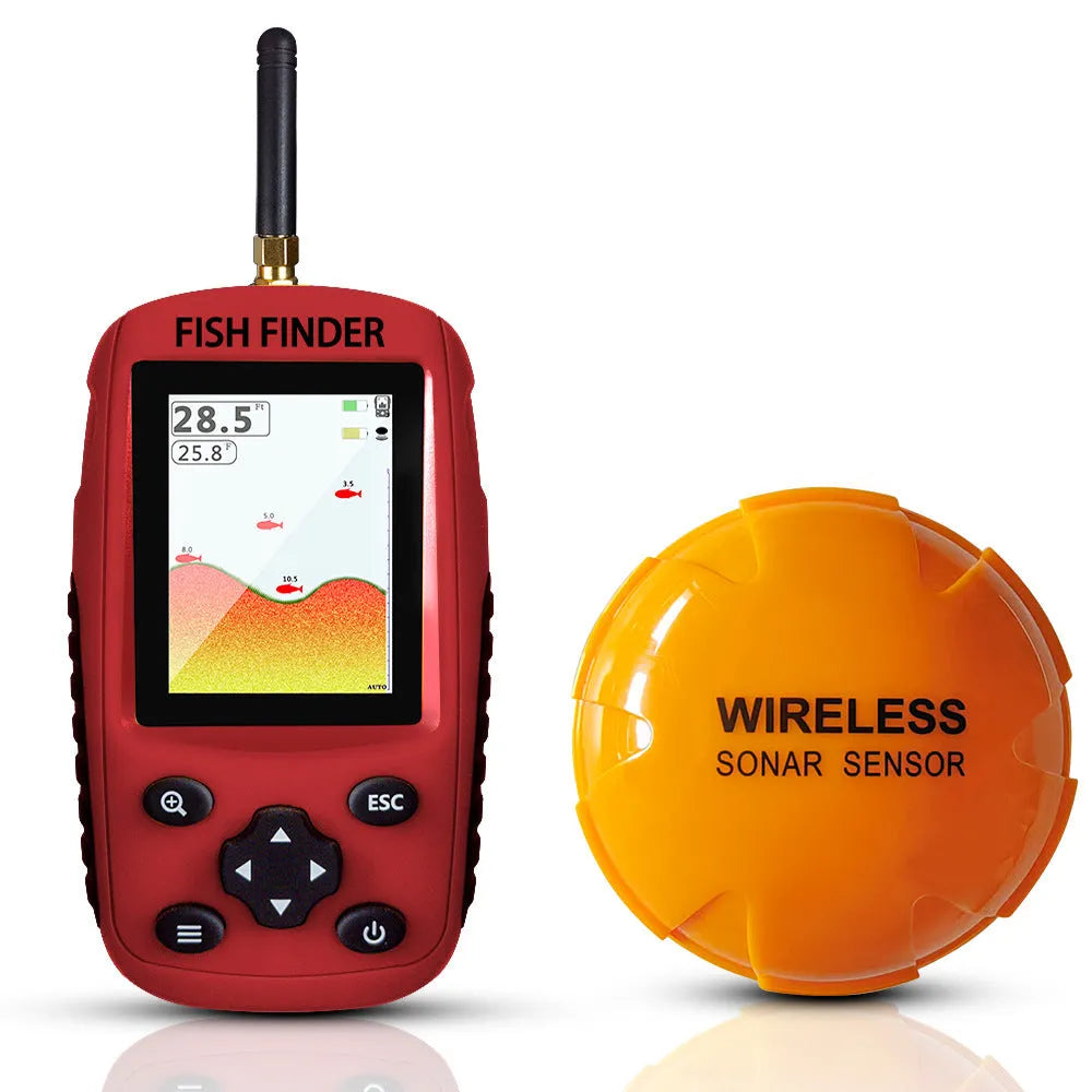 Smart wireless fish finder with 0.6-73m depth range and English interface in camouflage style