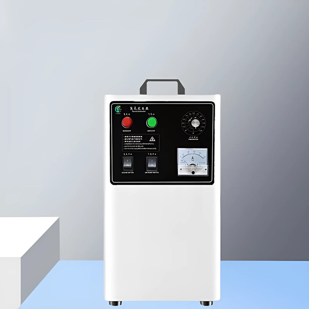 Fruit and vegetable ozone treatment machine in stainless steel or white plastic with 20g/h output.