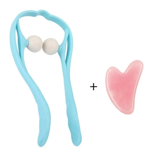 Adjustable neck massager in pink, blue, and green for deep tissue relief