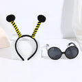 Yellow Bees costume headband and glasses set with insect decorations.