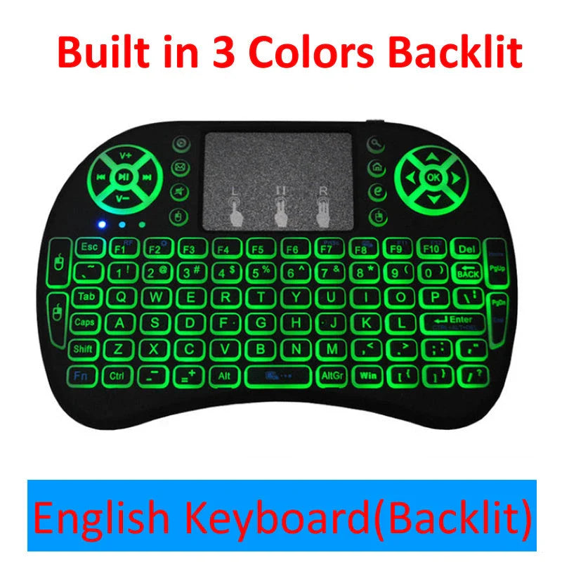 Wireless Mini Keyboard with larger touchpad and dual mouse buttons in black