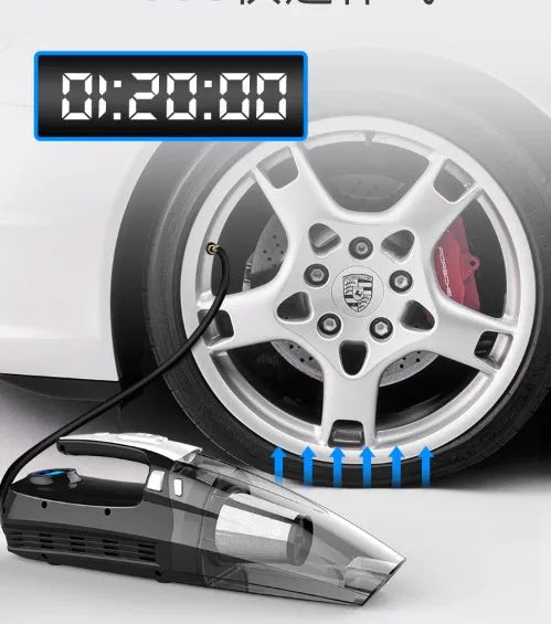 Four-in-one wireless car vacuum cleaner with air pump, ABS plastic body, and crevice nozzle