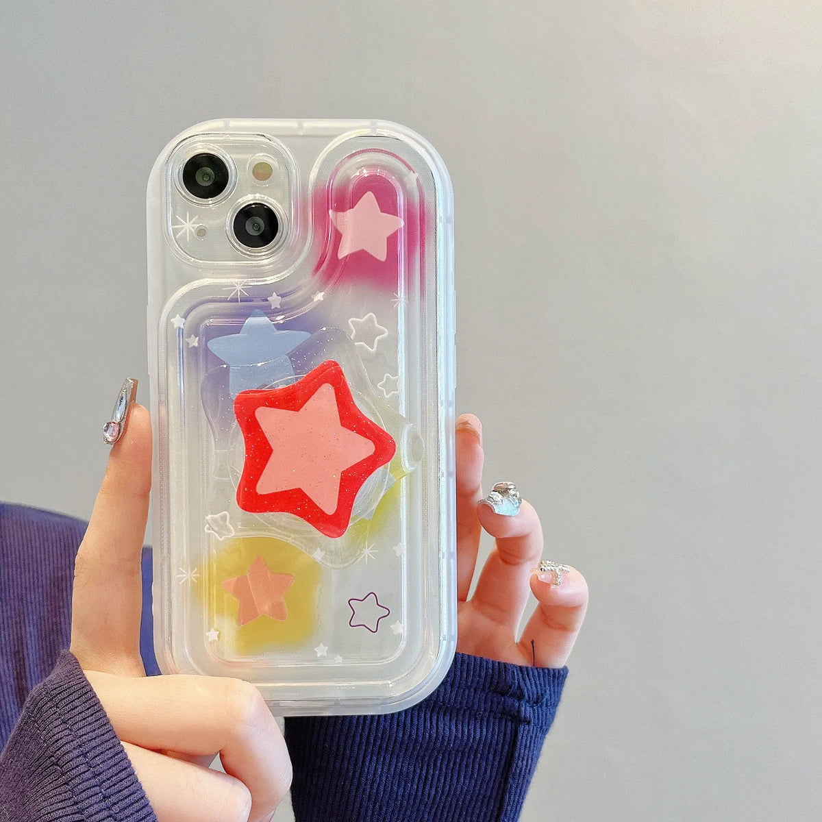 Blooming colour TPU phone case with airbag edge and XINGX bracket for iPhone 11-14 Pro Max