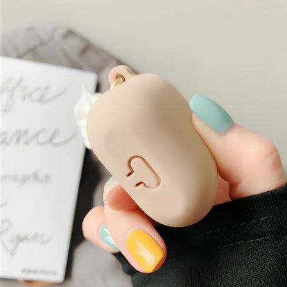 Silicone protector case for AirPods 2 in cylinder ice cream photo colour design, 6 cm length