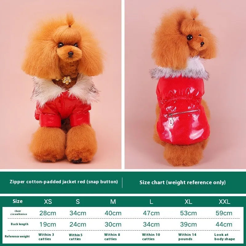 Blue cotton dog coat with British style design for autumn and winter wear