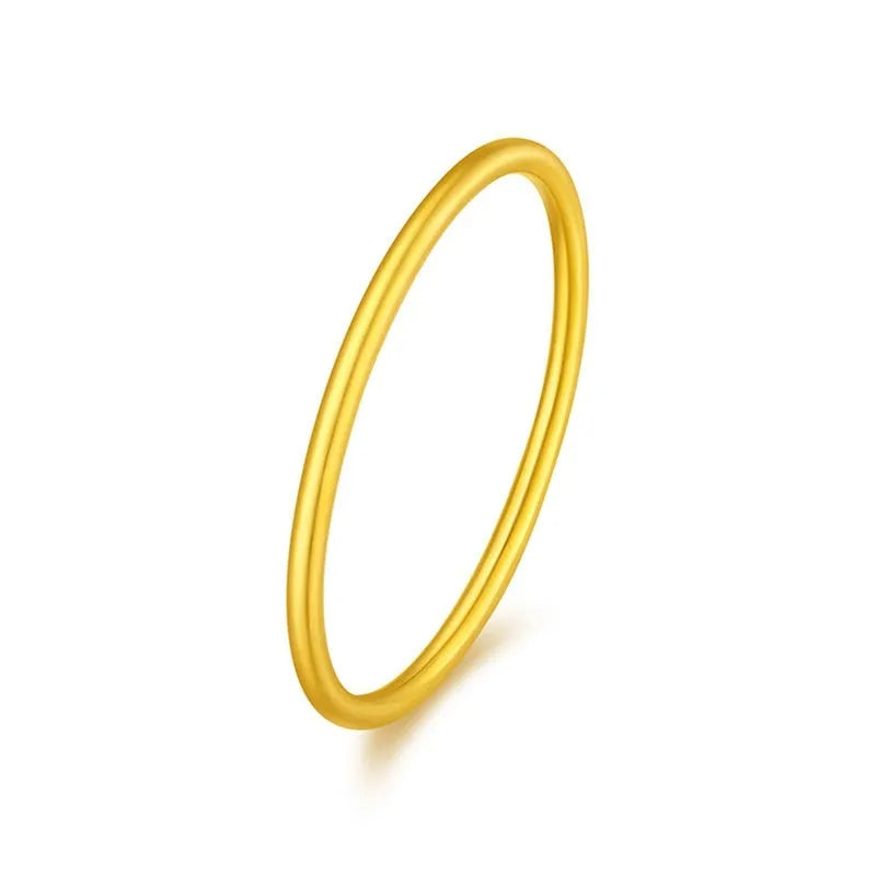 Brass gold plated women's ring shown in simple bracelet matte, glossy, and twist styles on a neutral background.
